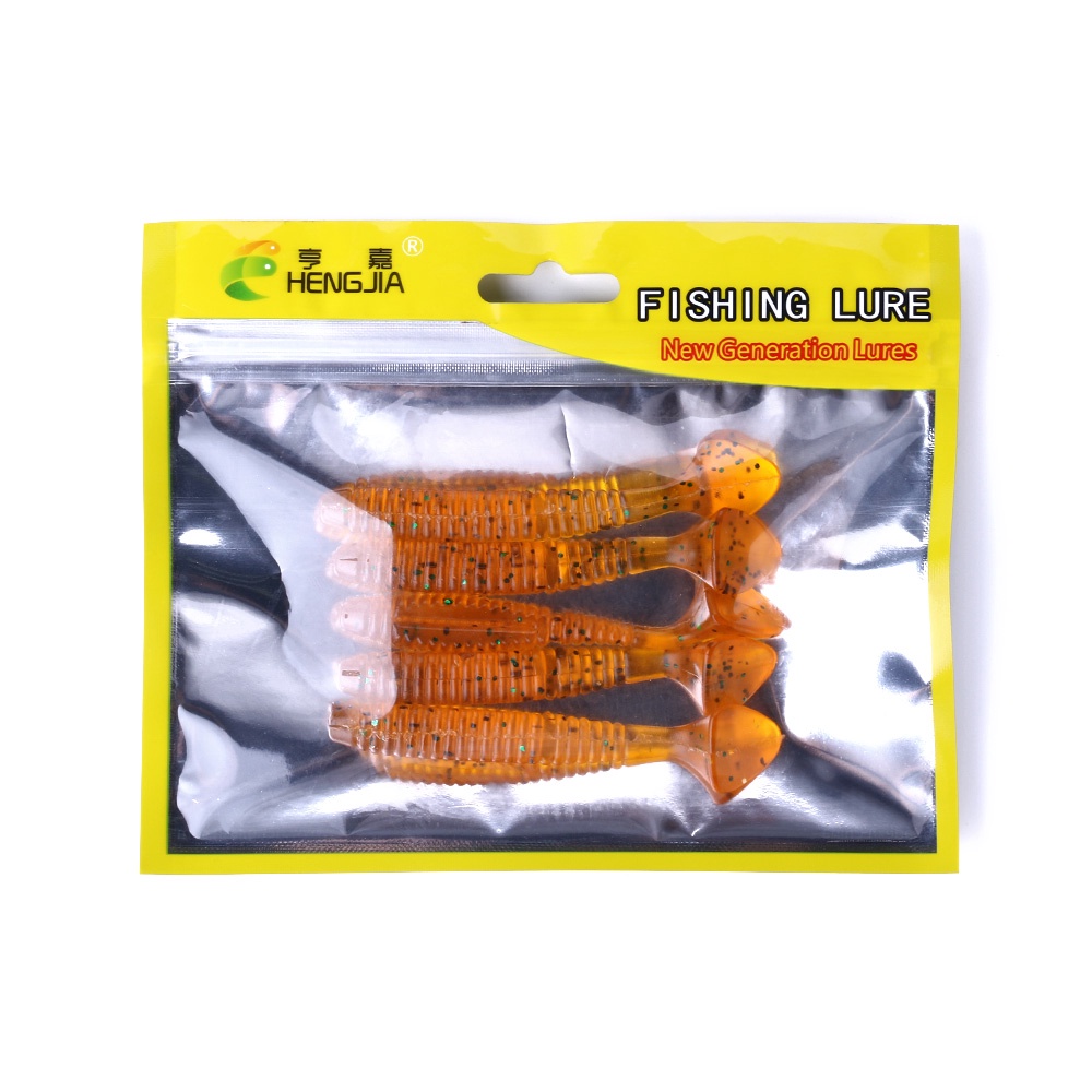 Hengjia 5pcs / Kantong Umpan Pancing Lembut Ekor T 8cm 5.7g