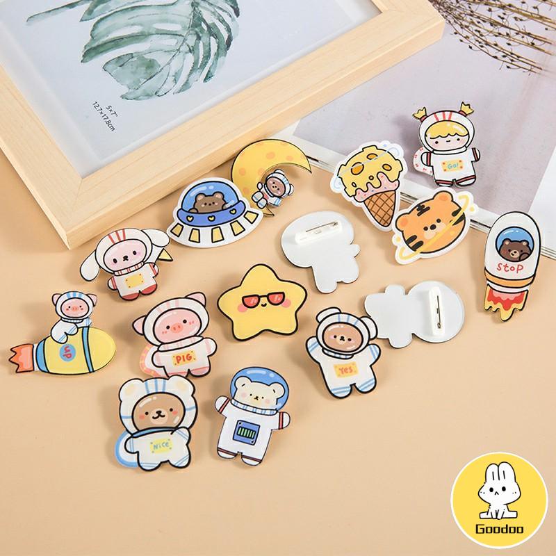 25 Tpyes Bros Akrilik Kartun Astronot Lucu Kreatif Gadis Aksesoris Tas Pakaian Liontin Pin Lencana Bros Korea -Doo