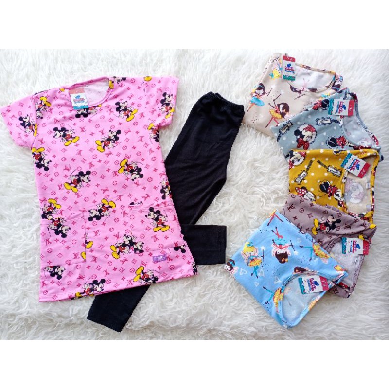 Set Dress Lejing / Lagging / Legging  Anak junior 8-12 thn Spandek Rayon