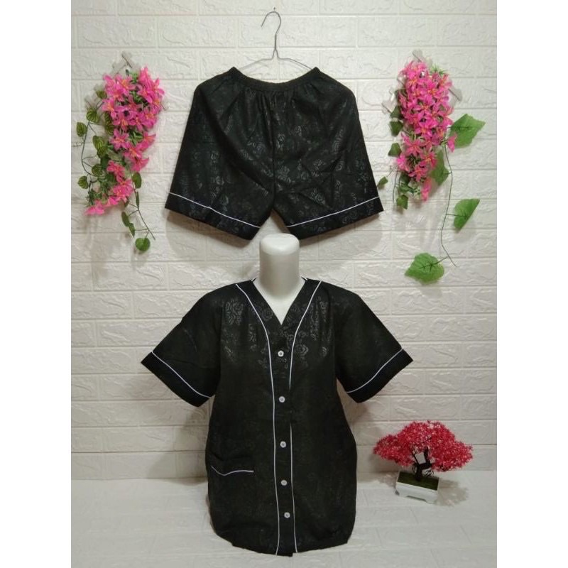 Mamaomi.Fashion, PIYAMA HP 3/4 Embos LD 102-104 CM-HP-KIMONO HITAM