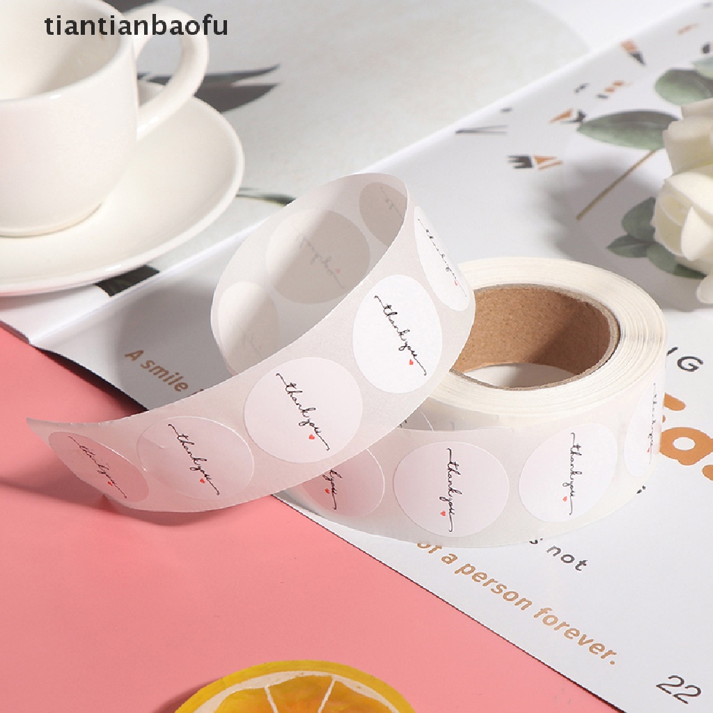 [tiantianbaofu] 500pcs/roll Round White paper label sticker thank you sticker scrapbook 1 inch Boutique