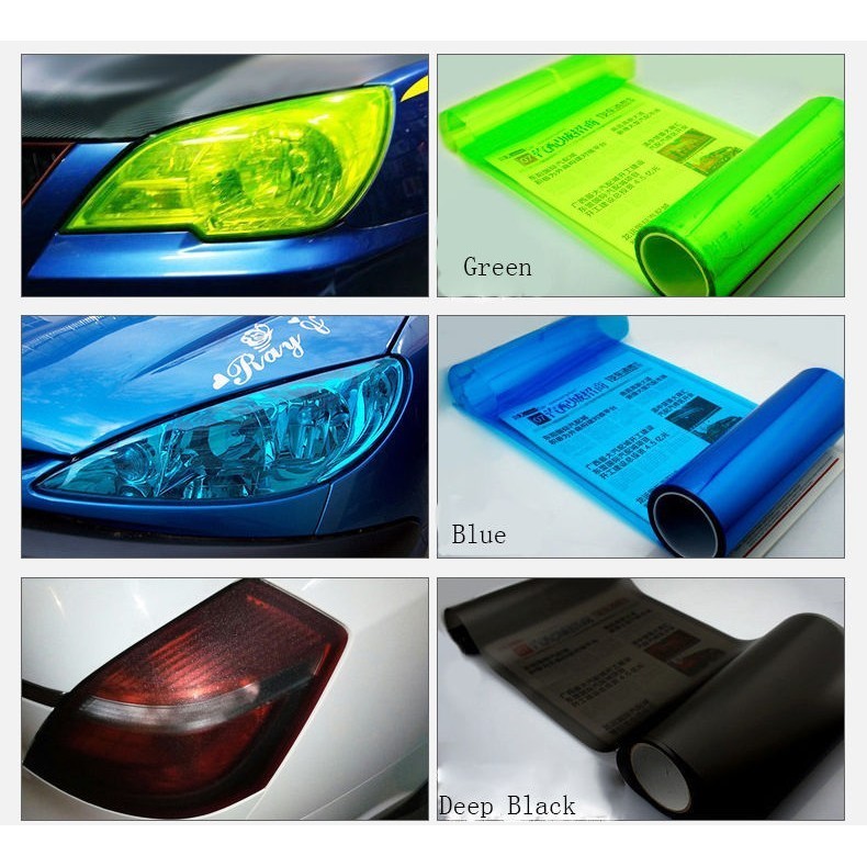 [HOT DEALS] Stiker Vinyl Film Warna Kuning untuk Lampu Depan / Belakang Mobil 12 Warna // Premium