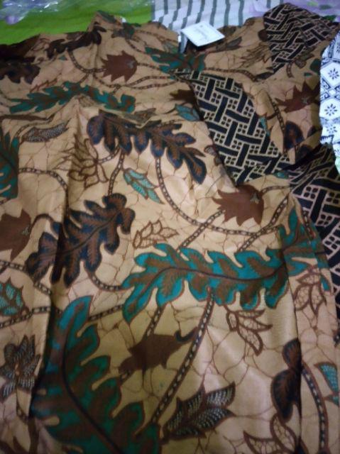 Atasan Tunik Batik Godong Sogan Coklat Pita Daun