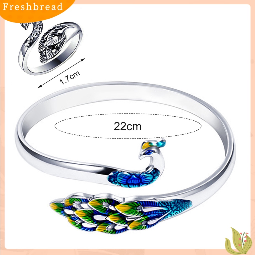 |Frebre Frebre| Gelang Cincin Electroplating Desain Merak Warna-Warni Gaya Elegan Untuk Wanita