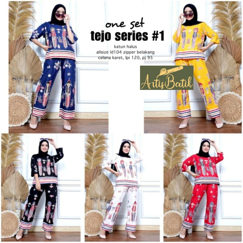TEJO SERIES #1 SET ONE SETELAN SET CP MOTIF KARAKTER JAVANESE PAJAMAS ASLI SOLO BATIK ONE SET BATIK 