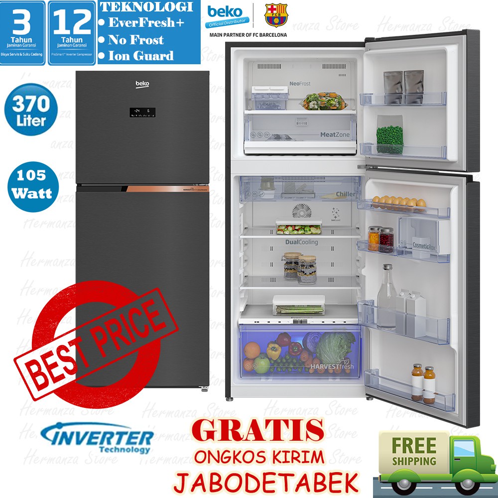 BIG SALE Kulkas BEKO 2 Pintu Inverter 370 Liter RDNT371E50VK (FREE ONGKIR JABODETABEK)