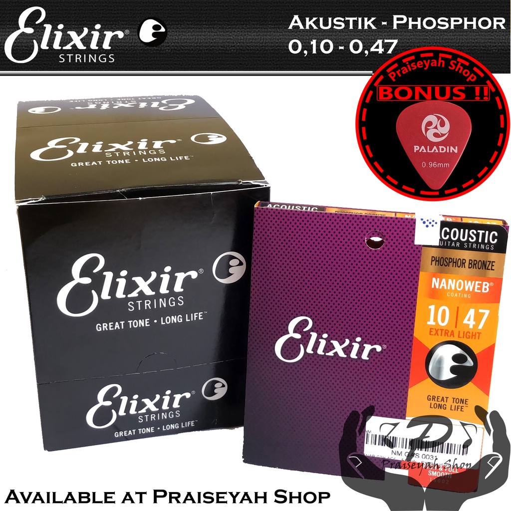 Elixir Senar Gitar Akustik Phosphor Bronze 010 dan 011 Original Guitar String