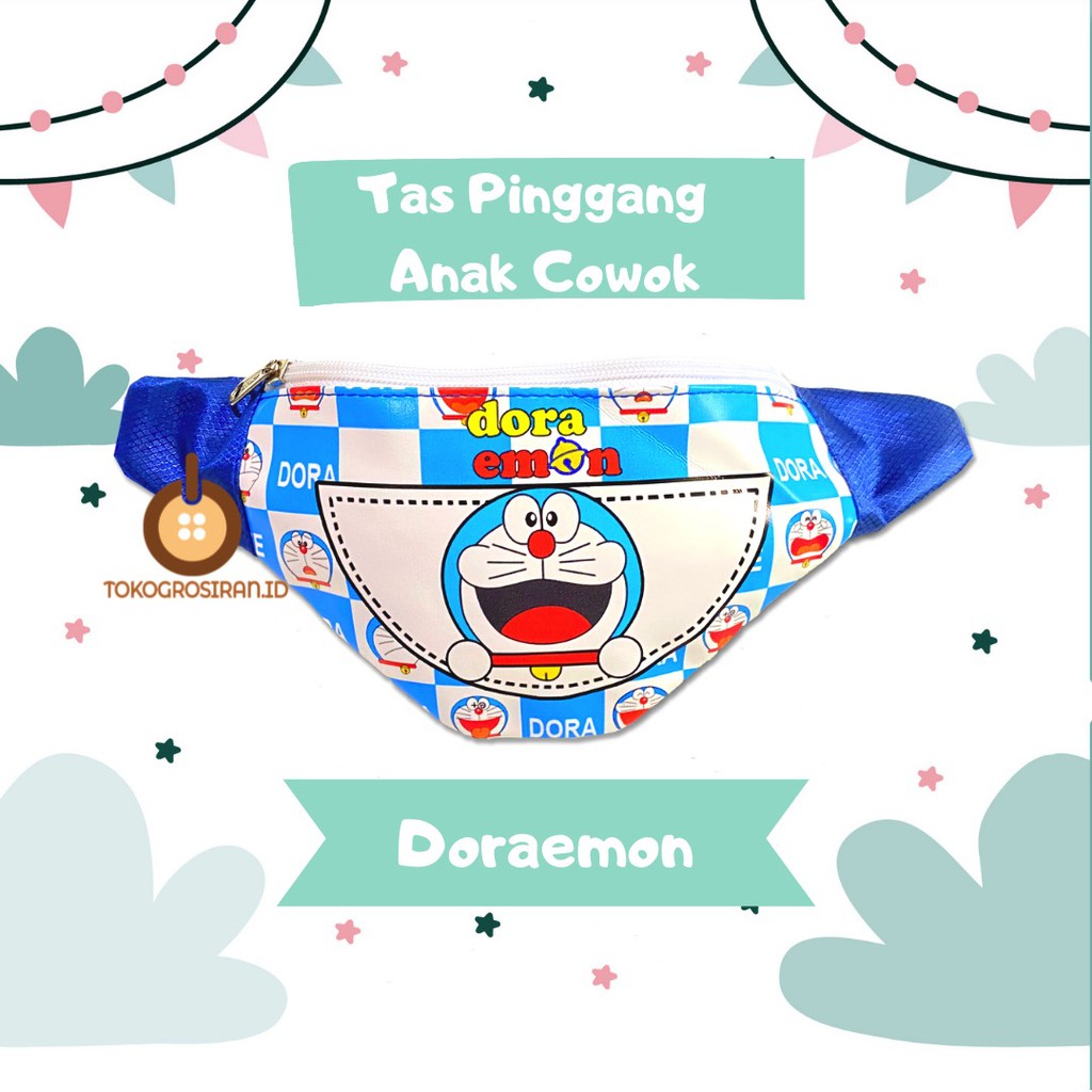 TOKOGROSIRAN.ID - TAS PINGGANG ANAK LAKI-LAKI WAIST BAG MURAH DORAEMON KARAKTER COWOK KARTUN