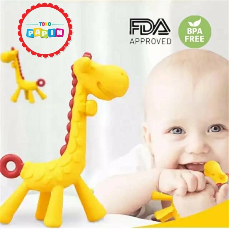 TokoPapin Mainan Gigitan Anak Bayi Jerapah Silicone Teether Bayi Giraffe Silikon