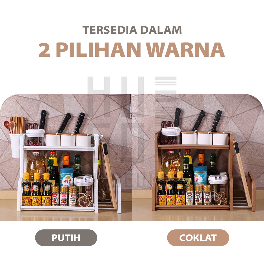 Rak Dapur Serbaguna 2 Tingkat Premium Rak Bumbu Talenan Pisau HUGO