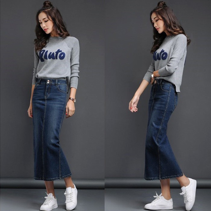 Denim Skirt 7/8  - Navy Blue103