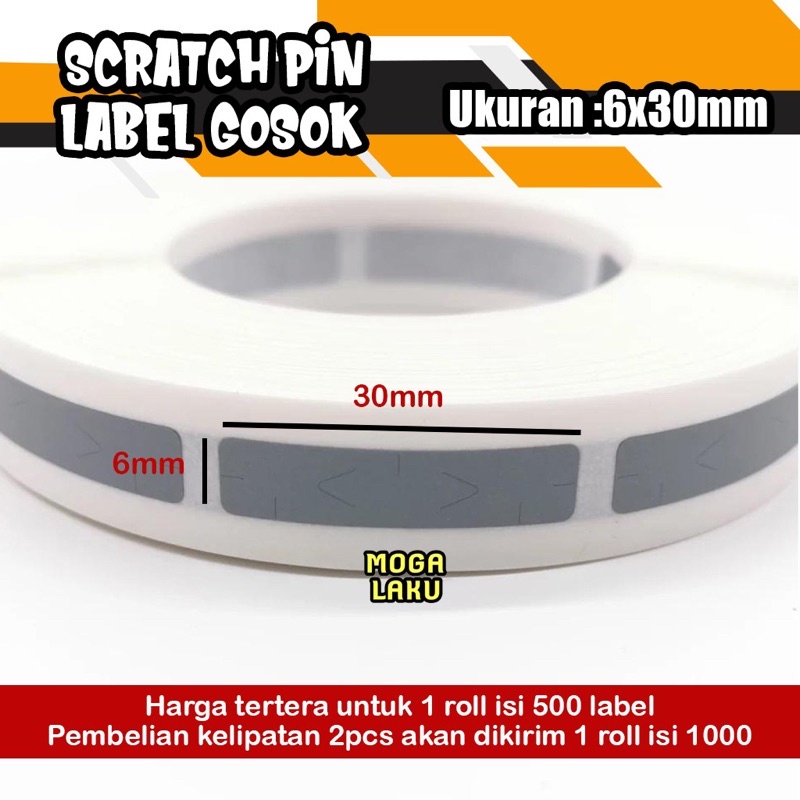 

6x30 mm scratch off pin label sticker 6x30