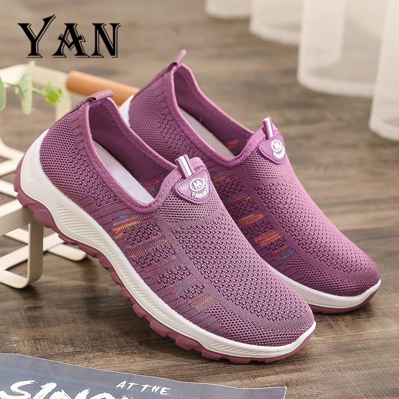 YAN Sepatu Wanita Sepatu Slip On Bernapas Sepatu Sneakers Wanita