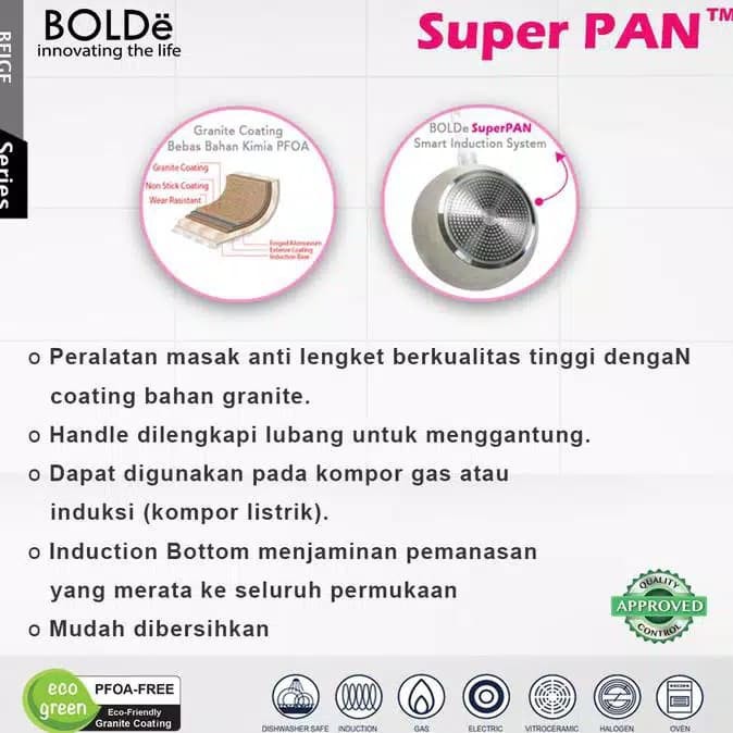 BOLDe Super pan set 3+1 beige - panci granite ceramic cookware induksi