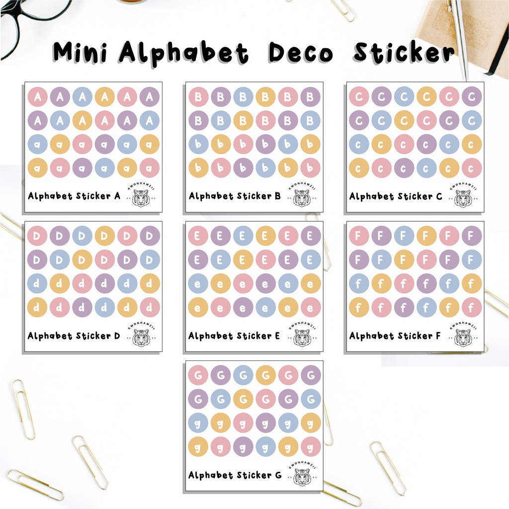 

Mini Alphabet A-to-M Deco Sticker Planner Journal Diary Scrapbook Stiker Alfabet