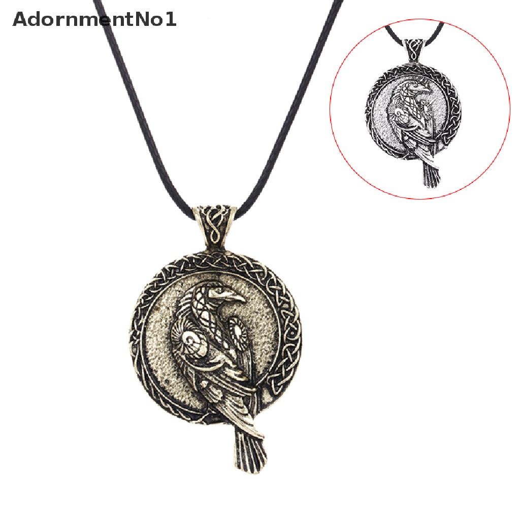 (AdornmentNo1) Kalung Rantai Dengan Liontin Burung Gagak Hitam Gaya Nordic Untuk Unisex / Pria / Wanita