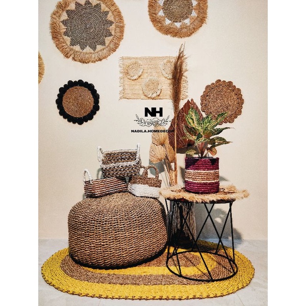 Hampres anyaman seagrass kotak