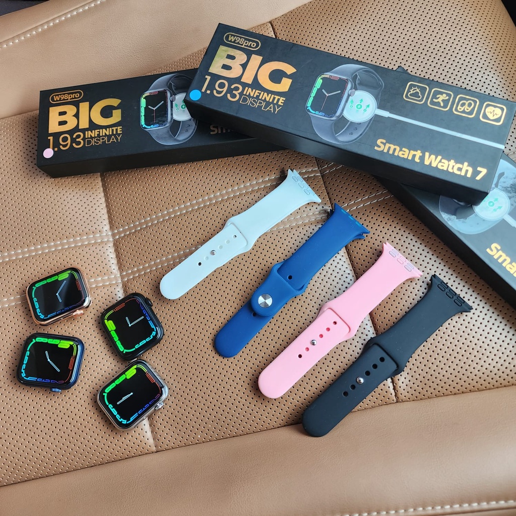 HOT SALE  JAM TANGAN UNISEX TERBARU SMARTWATCH W98PRO STRAP RUBBER JAM TANGAN KASUAL BRANDED EDISI T