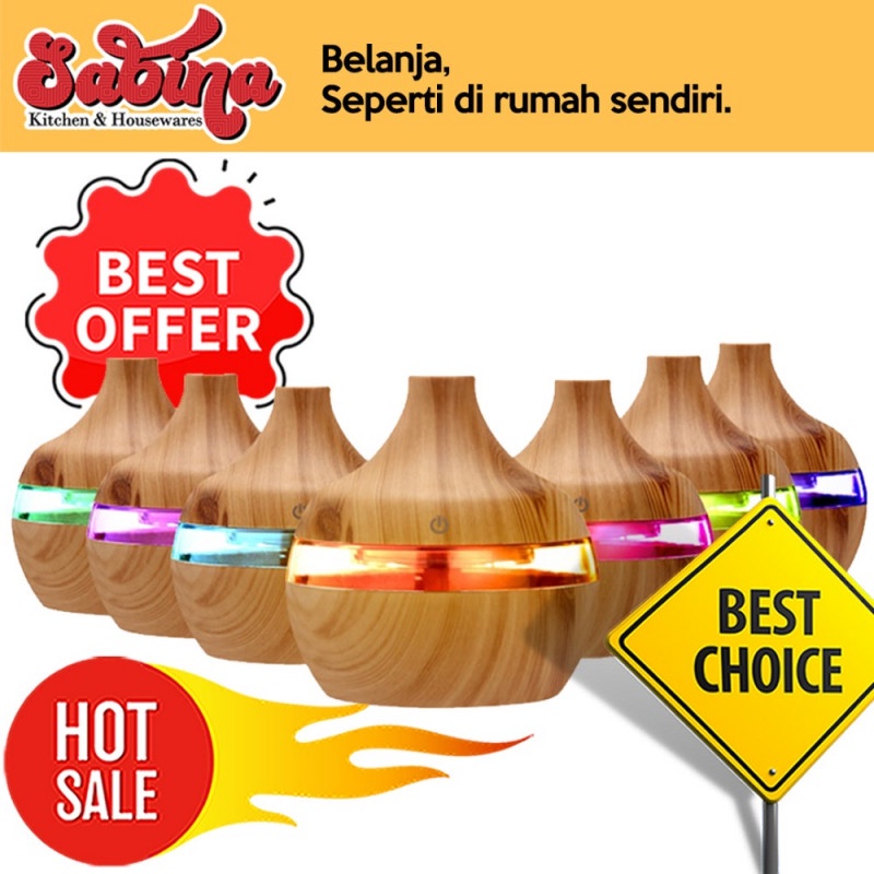 Air Humidifier Diffuser Pelembab Pembersih Udara 300ml USB 7 LED