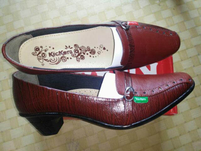 Sepatu Pantofel Wanita / Sepatu Kerja Kickers Kulit Asli