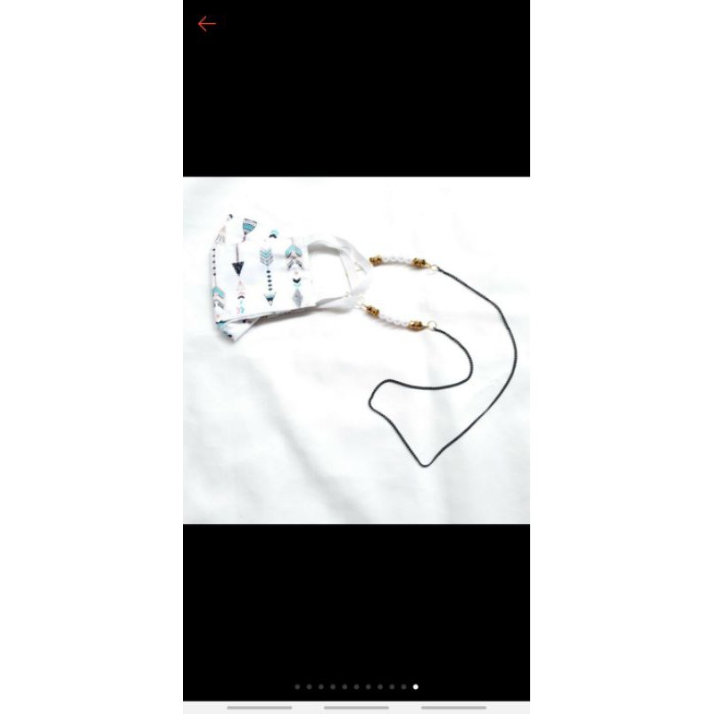 KALUNG MASKER MUTIARA PREMIUM RANTAI HITAM/TALI MASKER HITAM