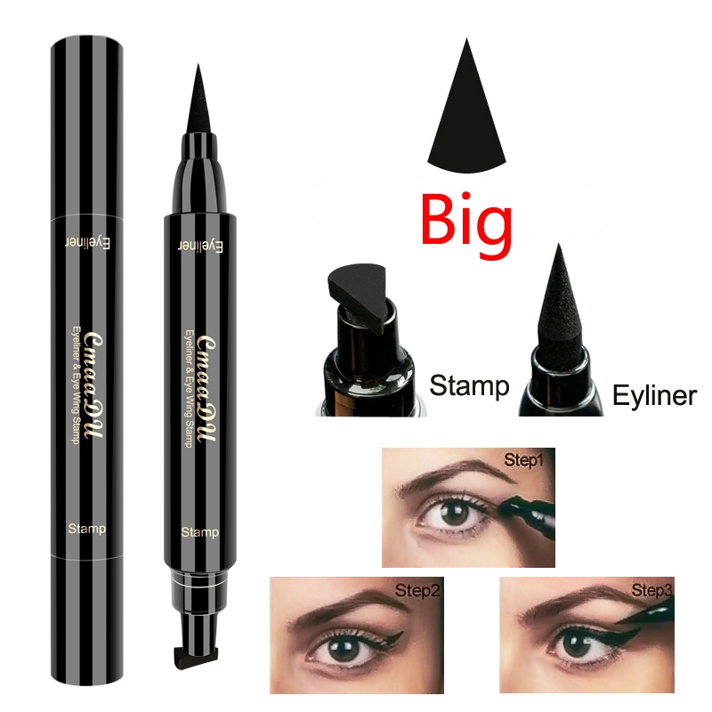 Eyeliner Stamp 2 Sisi Cepat Kering Warna Hitam Eye Liner Cosmetic Double-ended Eyeliner