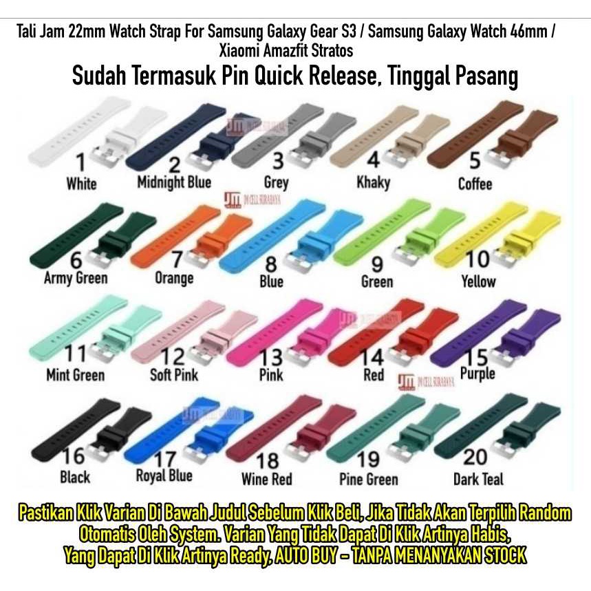 MS3 Watch Strap Samsung Gear S3 / Galaxy Watch 46mm / Amazfit Stratos - Tali Jam 22mm Rubber Silikon