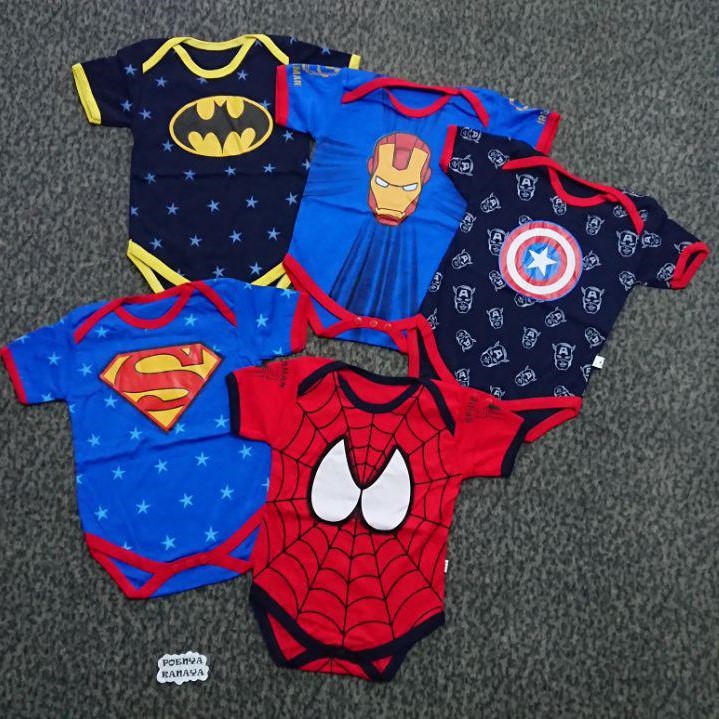 KD22 Jumper Bayi Anak  Tangan Pendek  Motif SuperHero Baju  