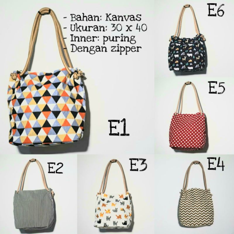 Tas Tote Bag Kanvas Tali Sumbu