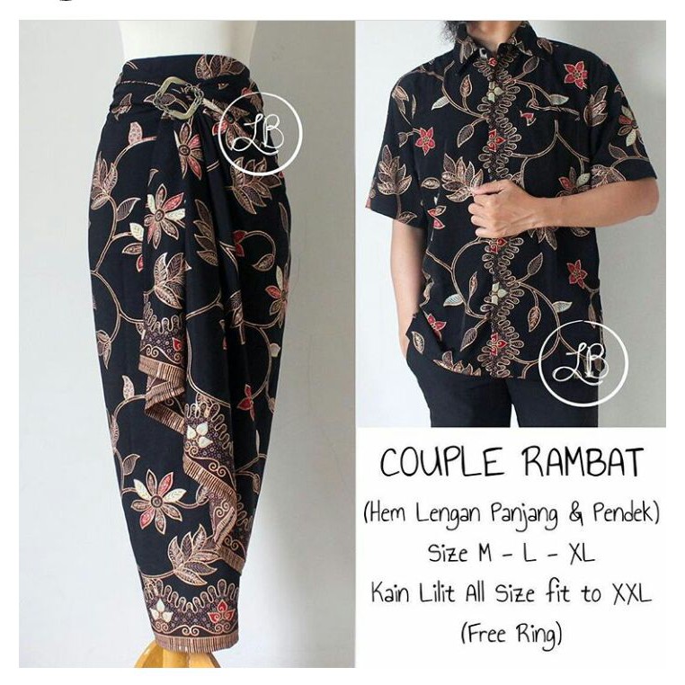 SB Collection Couple Rok Lilit Kayra Maxi Panjang Jumbo Dan Kemeja Batik Pria