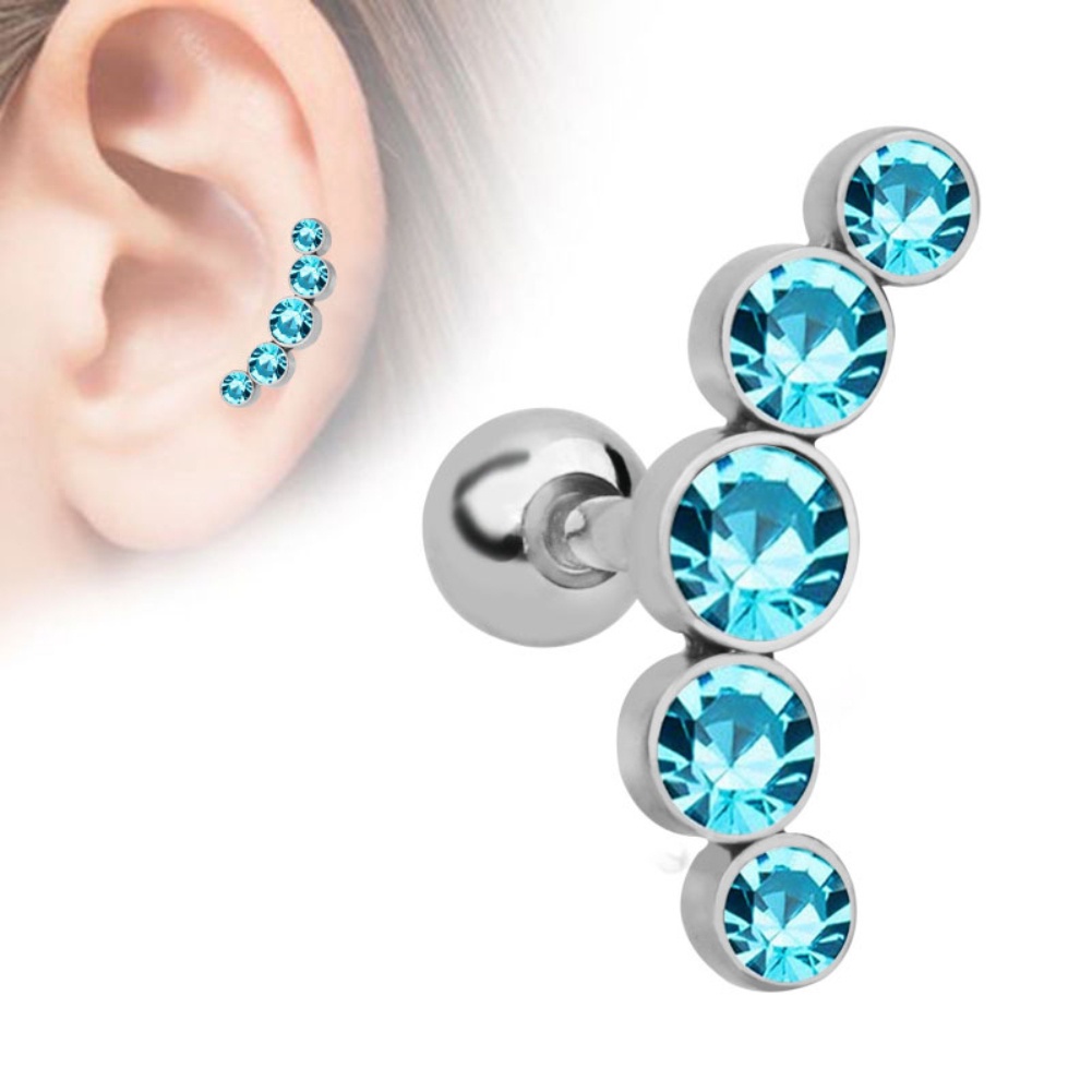 1 Pc Anting Stud Piercing Tulang Rawan Helix Tragus Aksen Berlian Imitasi Untuk Wanita