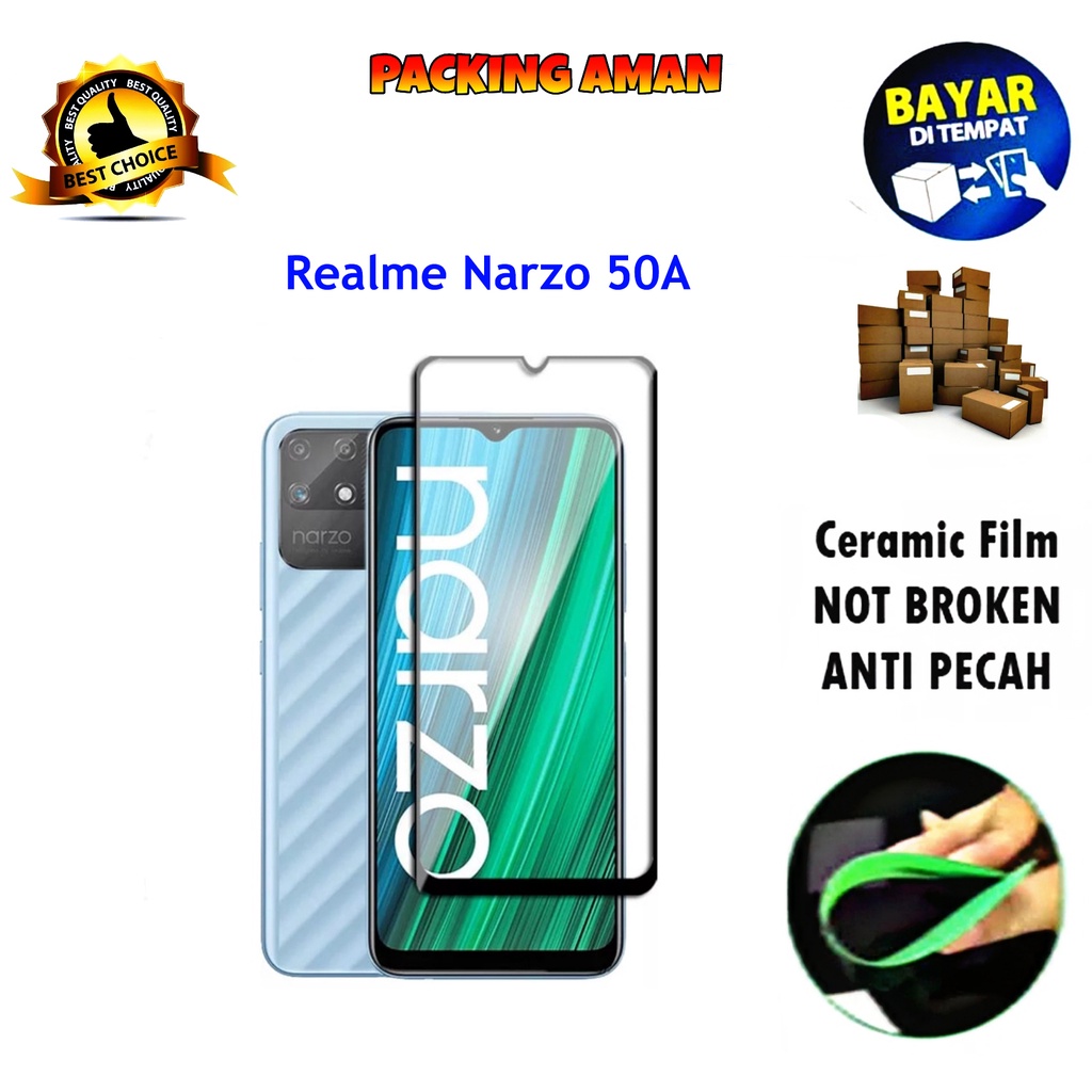 Tempered Glass Realme Narzo 50A 4G 2021 FULL COVER FULL SCREEN Ceramic Film Anti Gores