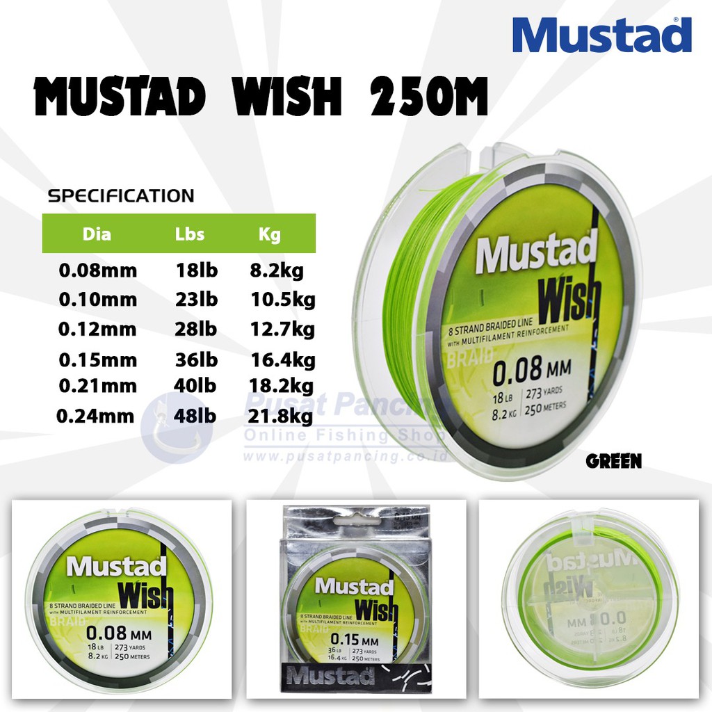 Jual SENAR PANCING MUSTAD WISH BRAID (CT) 250M TYPE BRAID(PE) | Shopee  Indonesia