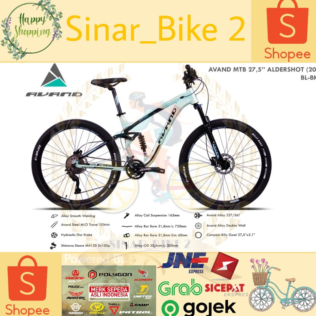 Sepeda Gunung 27,5Inch Mtb Avand Aldershot Full Suspensi By United