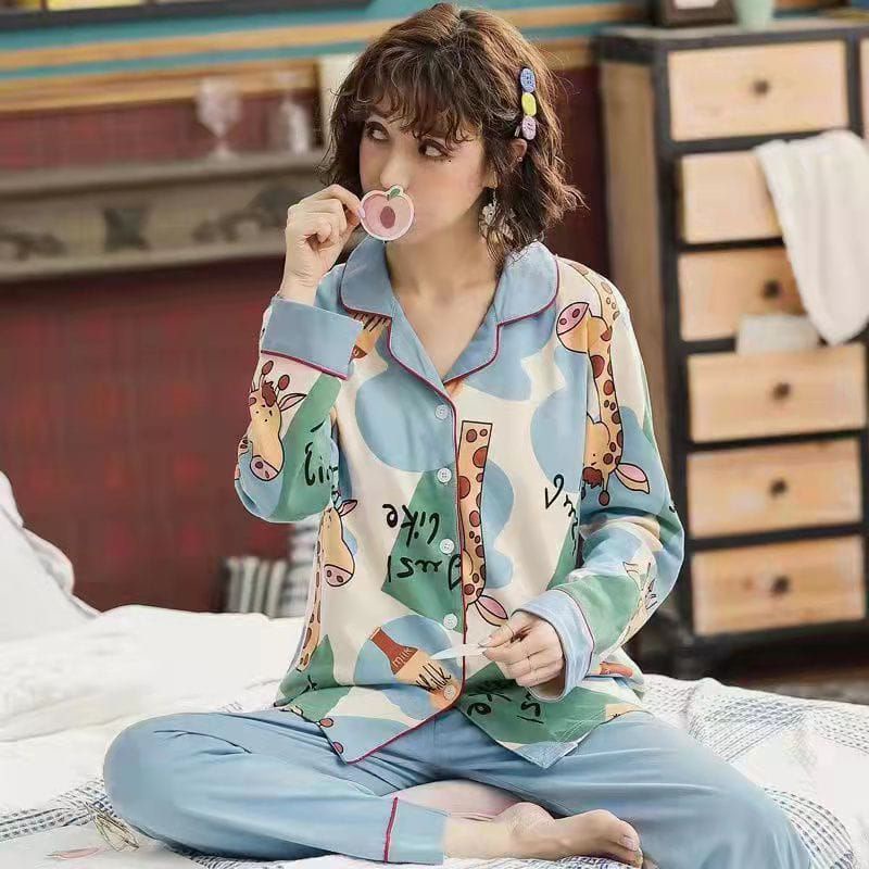 BAJU TIDUR WANITA DEWASA/PIYAMA RENDA PP/BAJU TIDUR IMPORT MURAH-Pp jerapah
