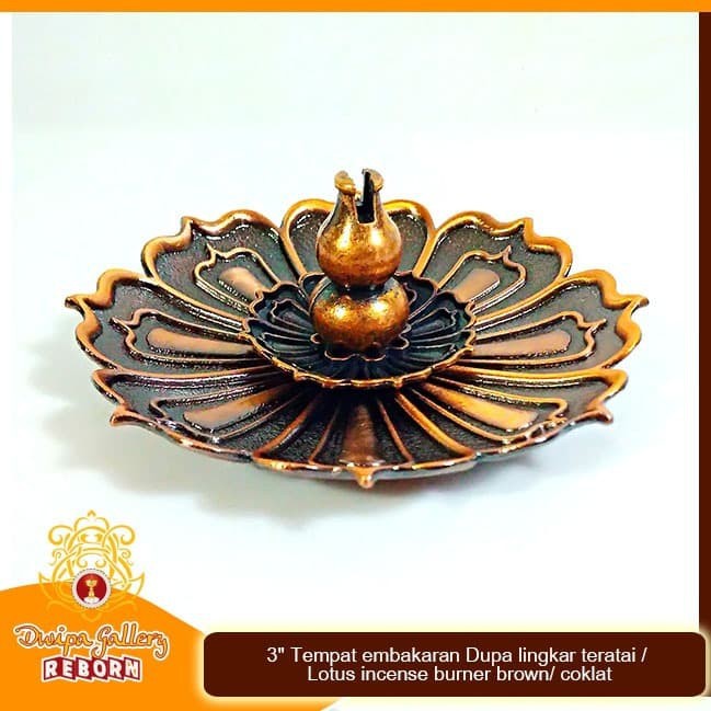 3&quot; Tempat pembakaran Dupa lingkar teratai / Lotus incense burner Brown