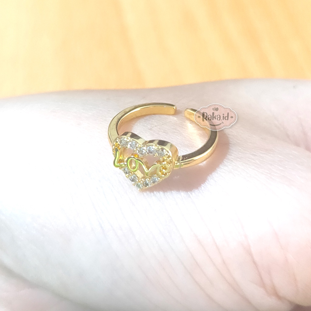 Cincin Anak Motif Tulisan Love Adjustable Perhiasan Anak 998