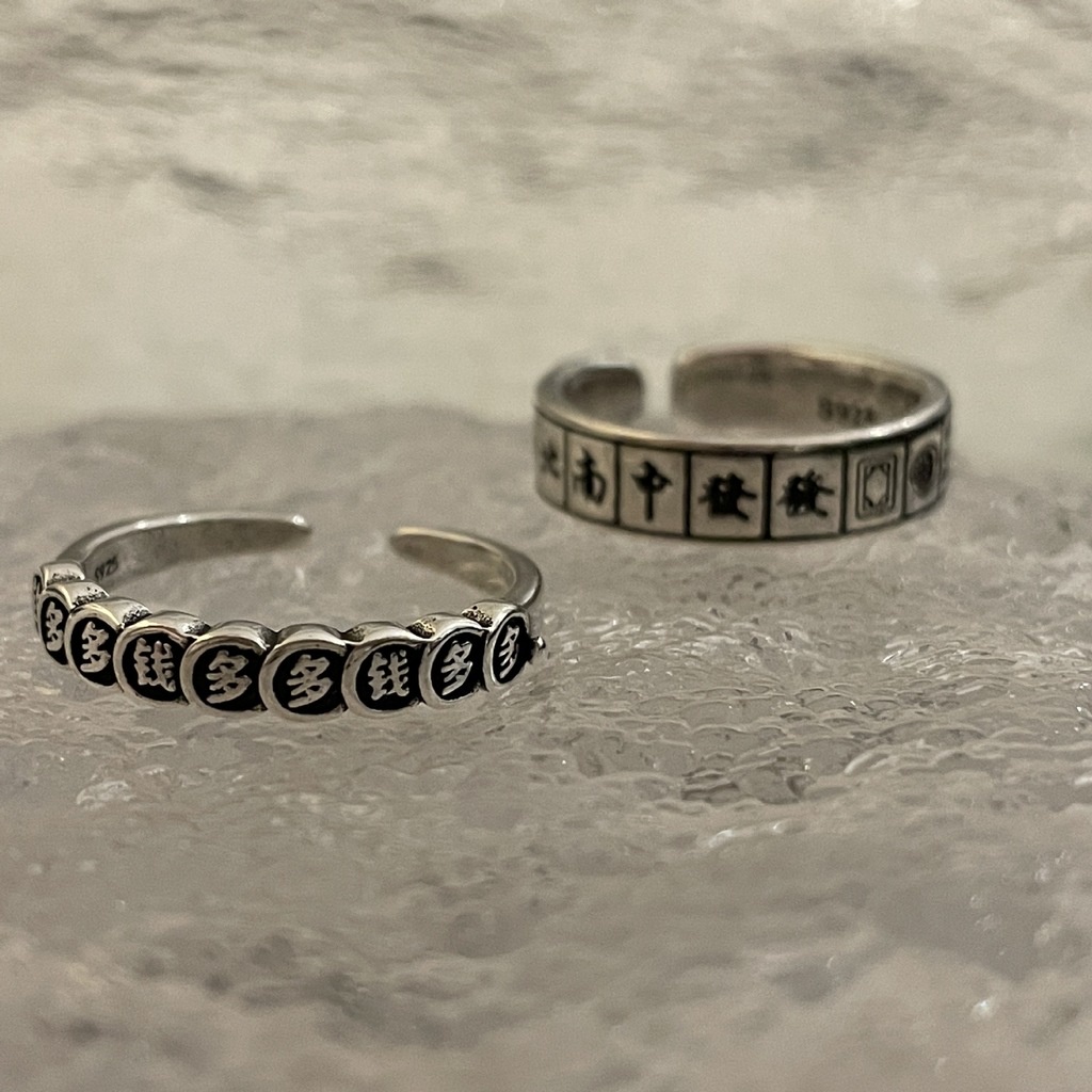 Cincin Model Mahjong Gaya Retro Untuk Aksesoris