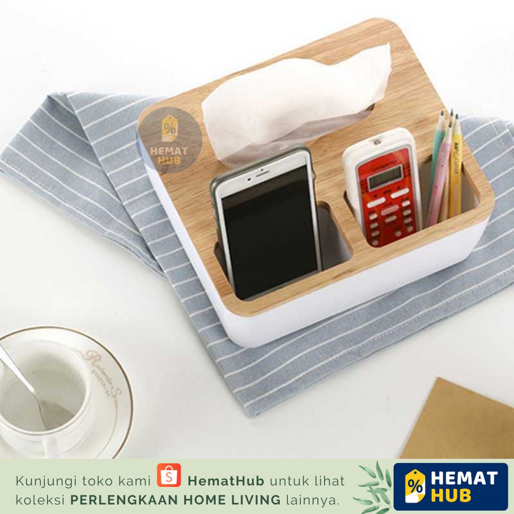 Kotak Tisu Kayu Tempat Tissue Box Multifungsi Remot Pulpen Minimalis Scandinavian Dekorasi