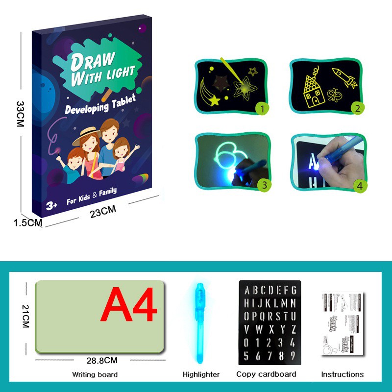 Draw With Light Fun education drawing magic board mainan papan tulis led edukasi kreatifitas anak