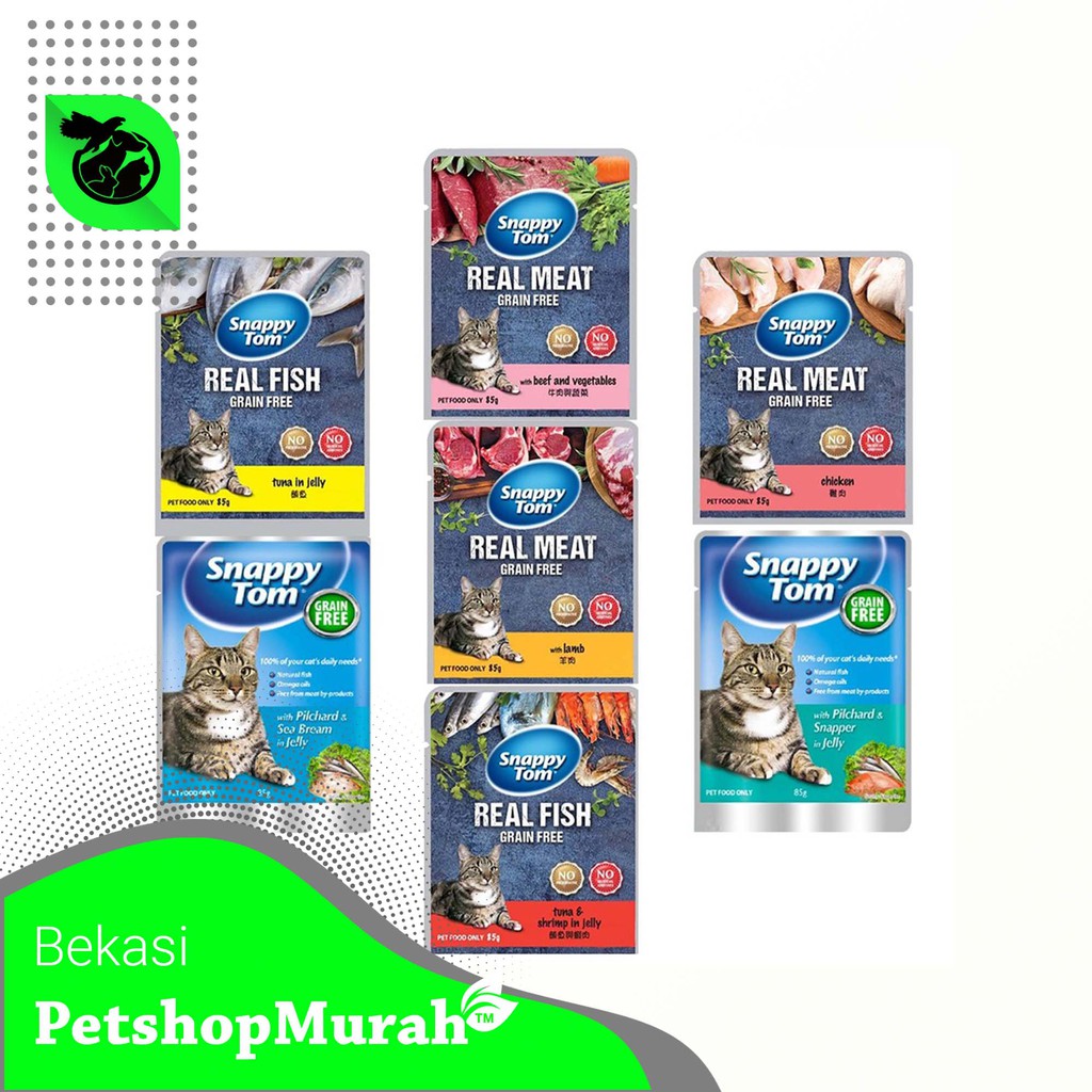 Makanan Kucing basah Snappy Tom 85gr Wet Cat food 85 Gr