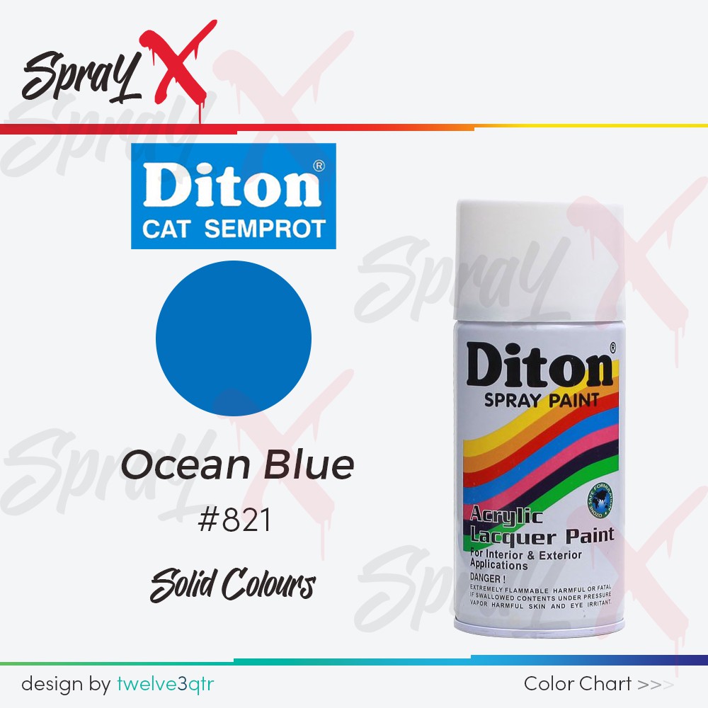 DITON SOLID OCEAN BLUE 821 / BIRU LAUT #821 300ML - SPRAY PAINT / PYLOX / PILOX
