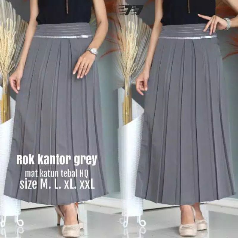 Rok Kantor Span Plisket Bawahan Wanita Kerja Bahan woll