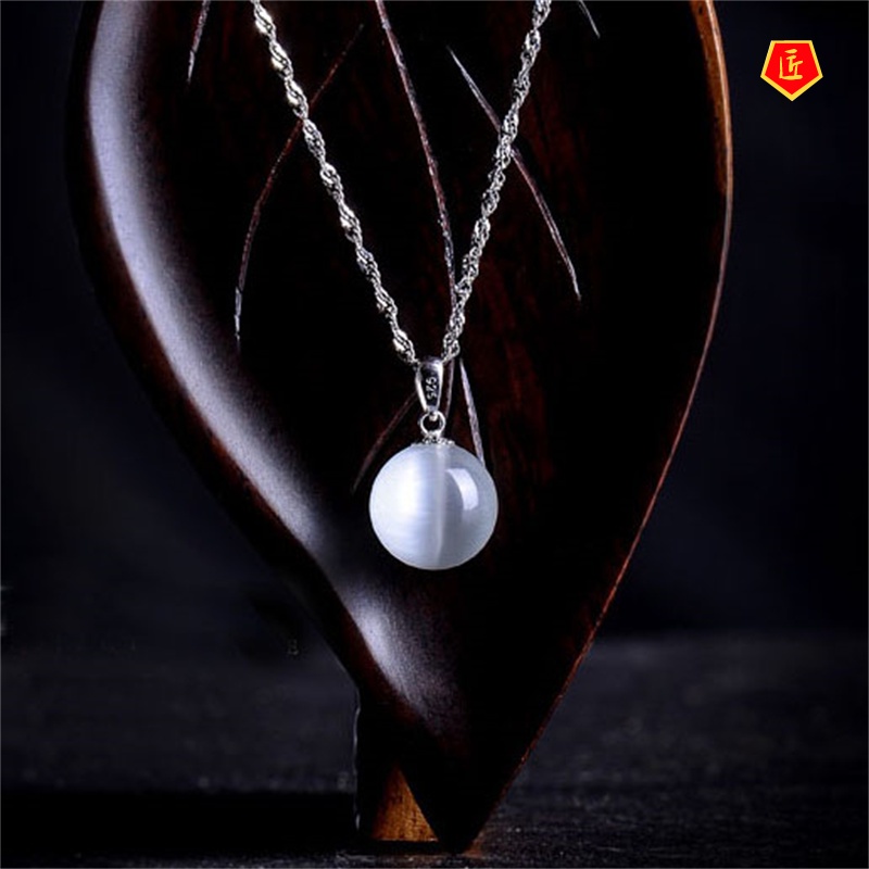 [Ready Stock]White Opal Pendant Necklace Women's Simple Fashion