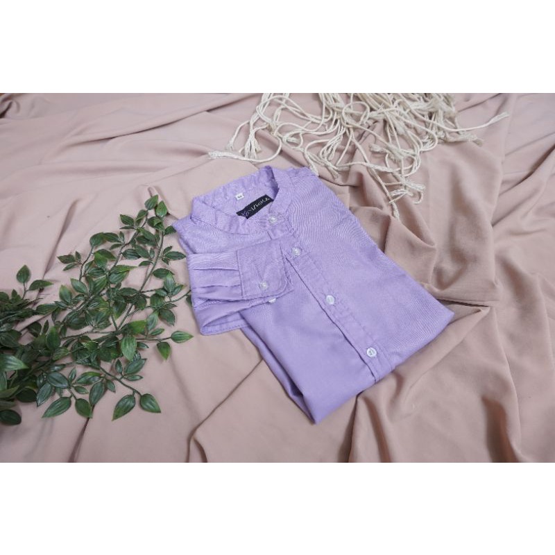 Baju Kemeja Wanita Katun Lilac Shirt Ishika Daily Formal