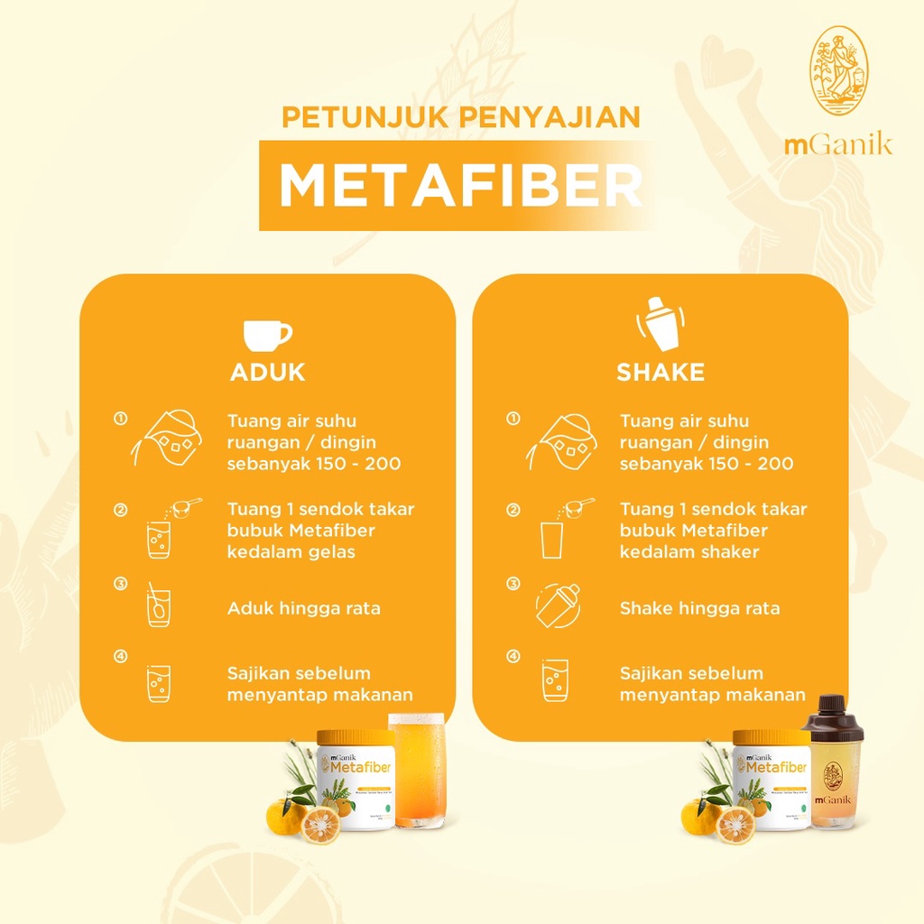 Mganik Metafiber isi 450 Gram Free SHAKER MUG atau BUKU PANDUAN