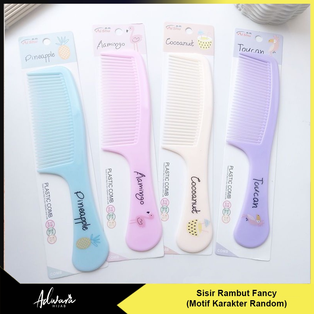 Sisir Rambut Plastik Tebal Gagang Fancy Motif Karakter (Warna Random)