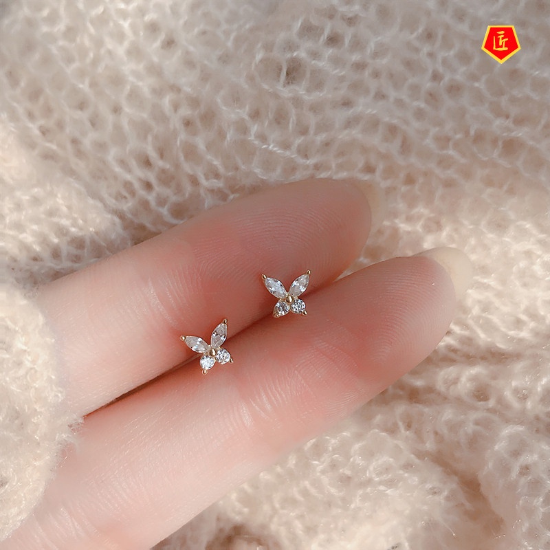 [Ready Stock]Exquisite S925 Silver Small Bowknot Stud Earrings