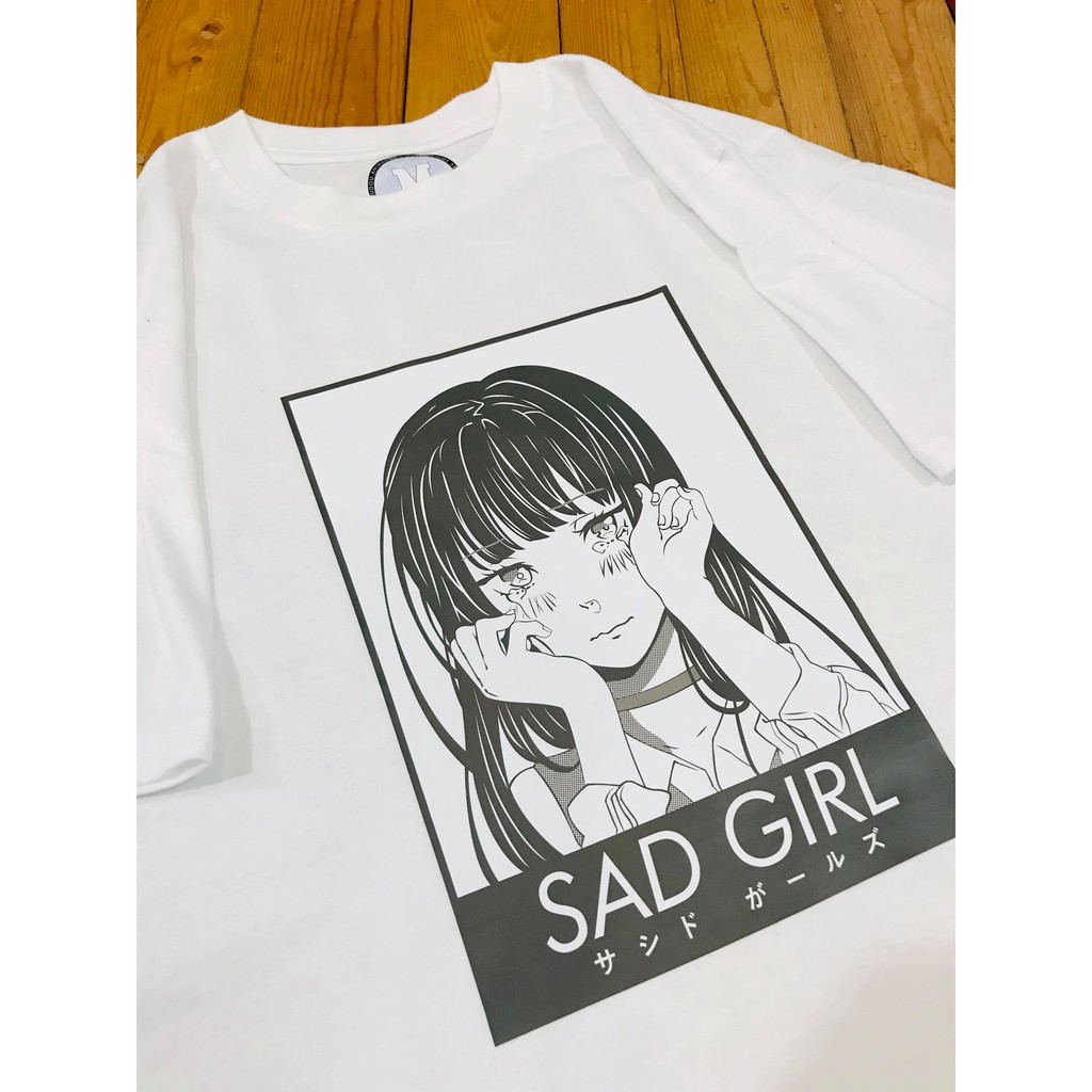 Kaos Sad Girl White Distro