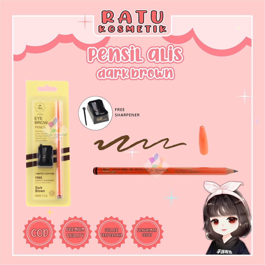 ❤ RATU ❤ Pensil Alis Viva Queen 1.3g Hitam Coklat Dark Brown (✔️BPOM)